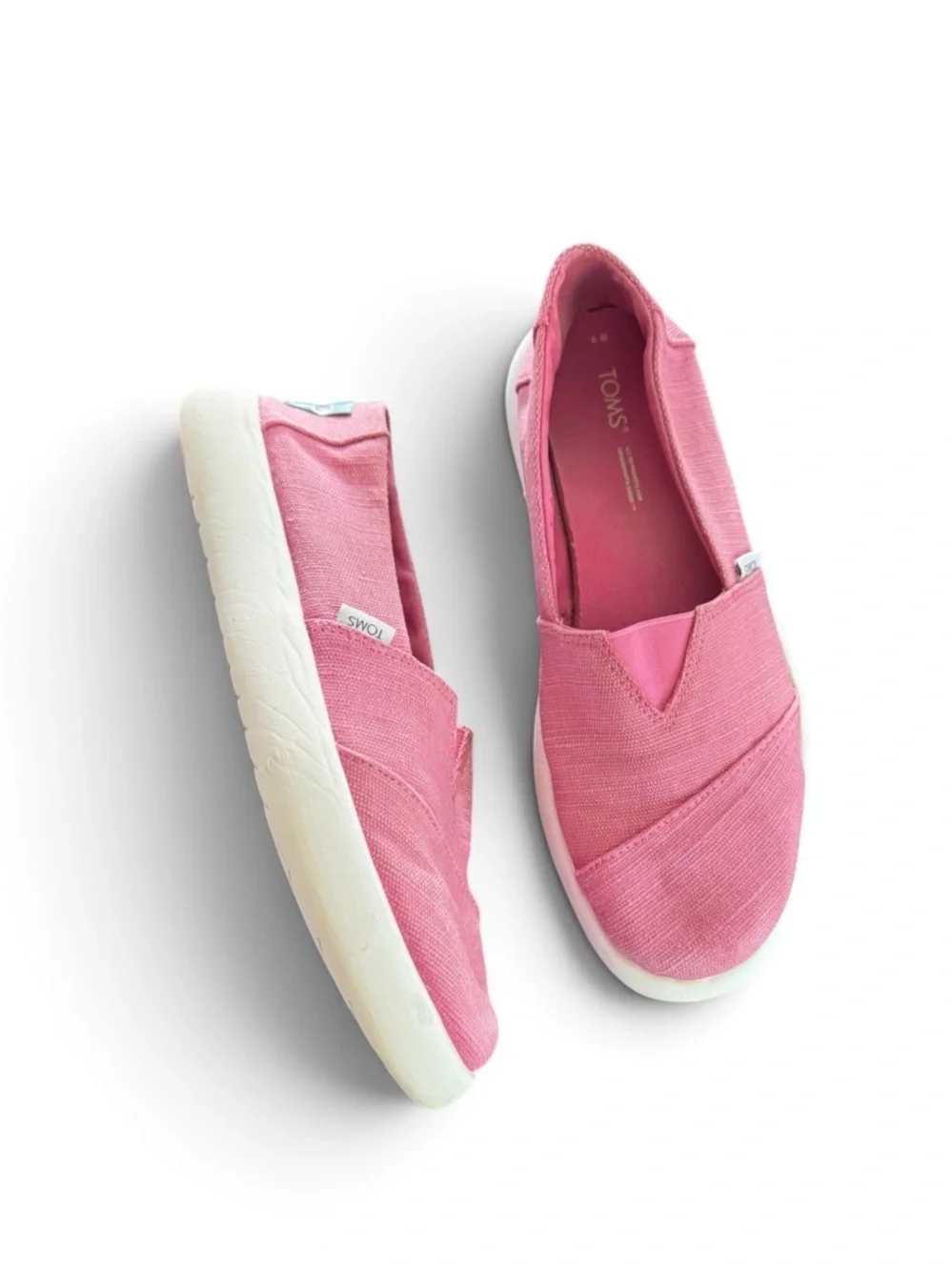TOMS Pink Canvas Slip-On Flats